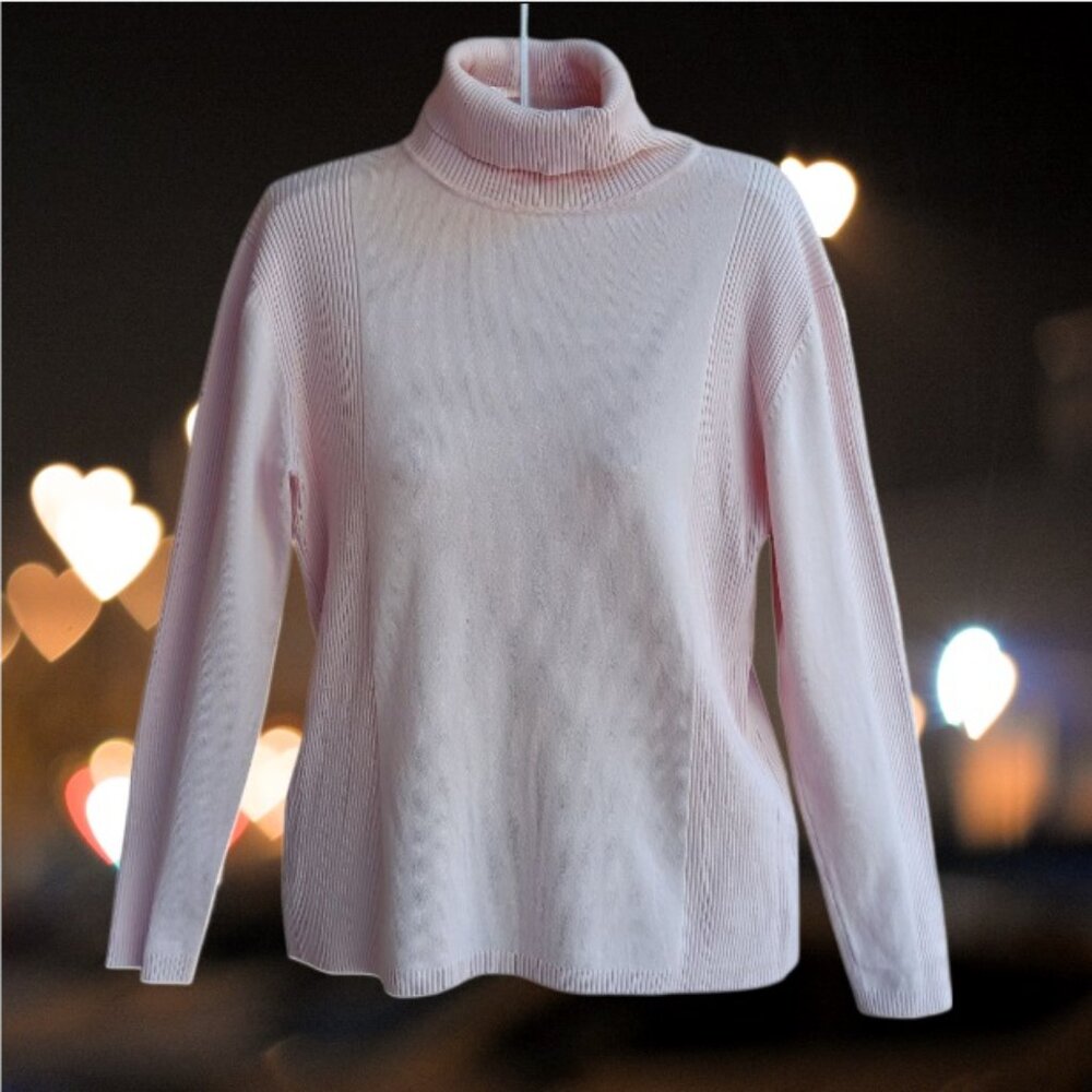 Motive Womens Knit Sweater Pullover Long Sleeves Turtleneck Pink Size M